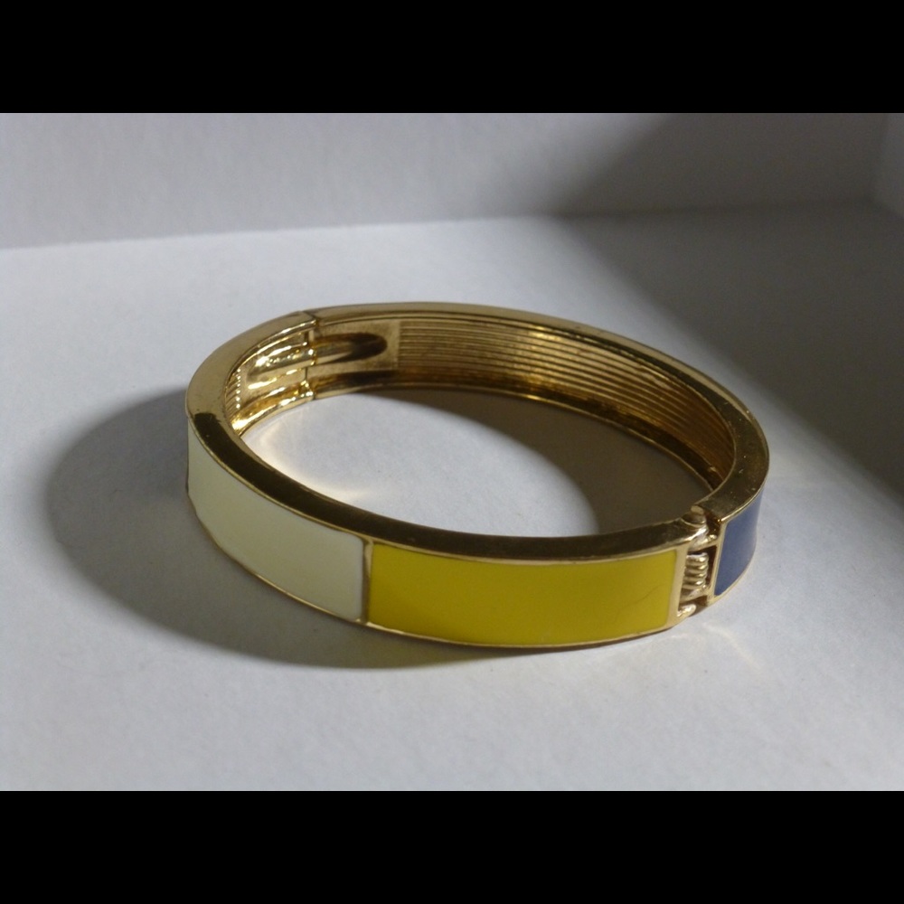 Blue green yellow bangle enamel